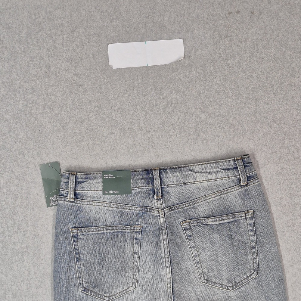 Wild Fable Women Shorts 6 / 28 WAIST Light Blue Denim Biker Distressed NWT - Picture 13 of 14